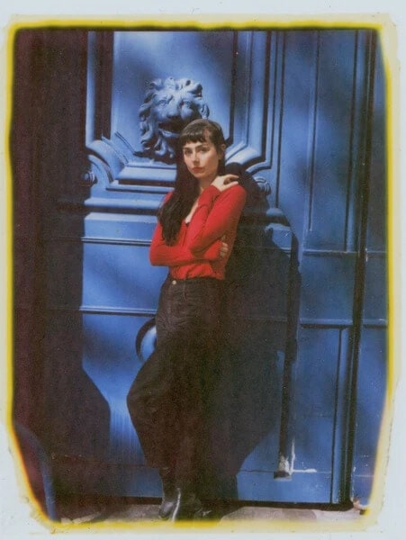 type 100 film example women red shirt