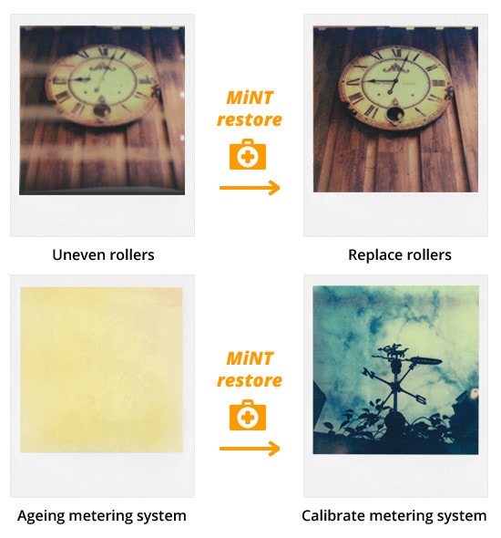 Polaroid SX-70 bilder mit Fehlern